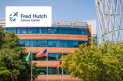 Fred Hutch Cancer Center building and logo