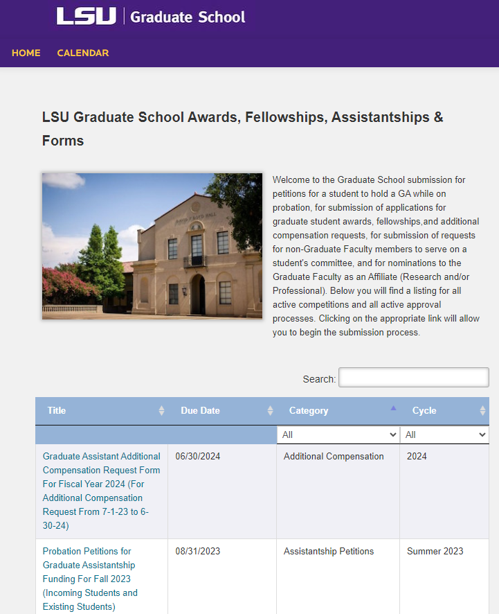 LSU grad school site