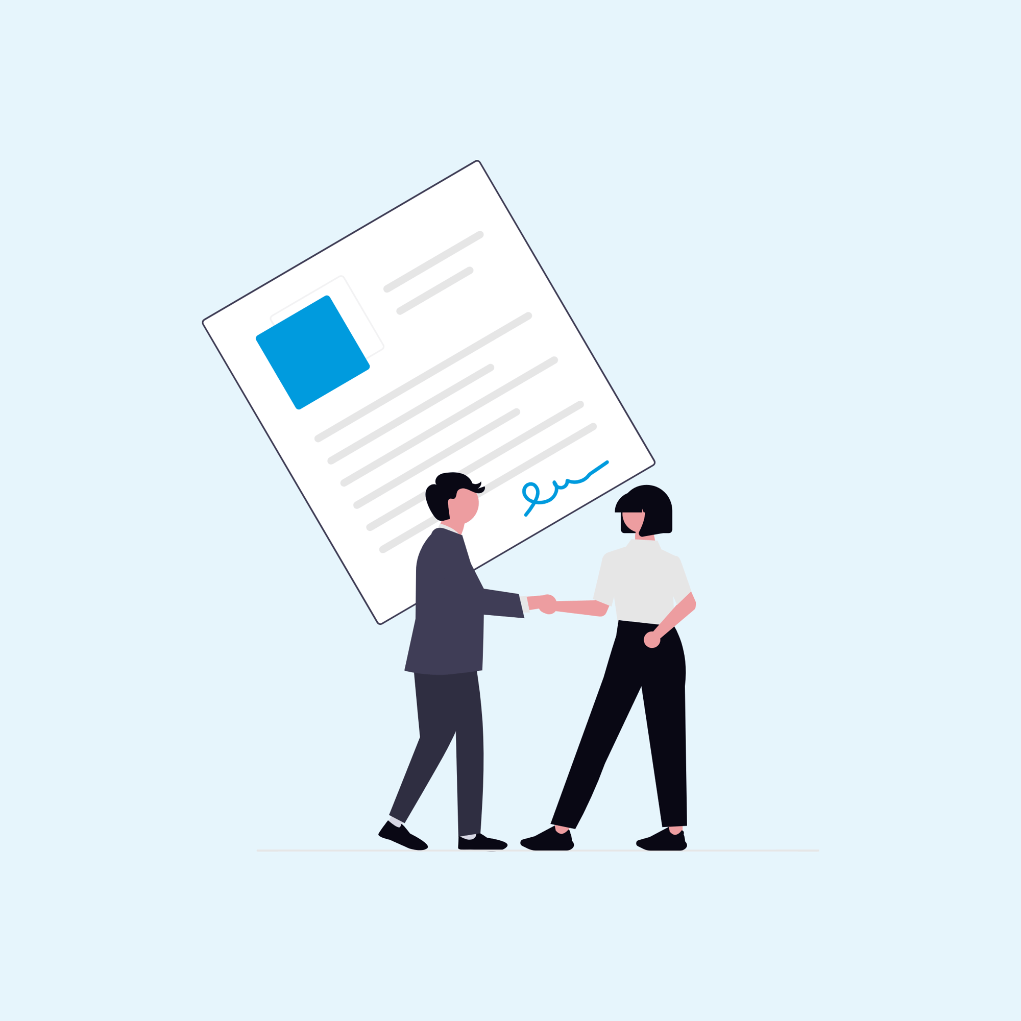 Man and woman shaking hands in agreement