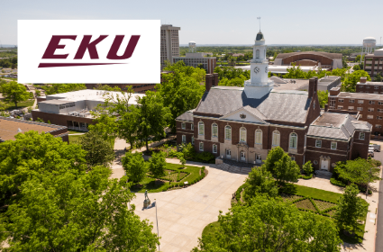 Eastern Kentucky University building and logo
