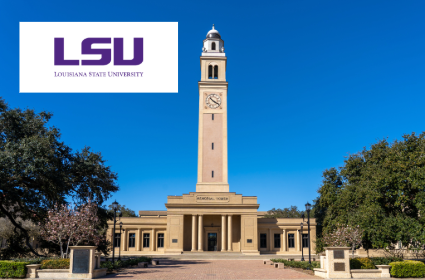 Louisiana State University building and logo