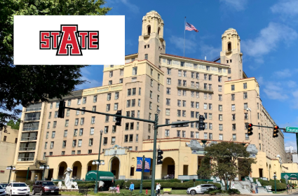 Arkansas State University campus image and logo