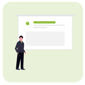 Graphic of person standing in front of a large screen