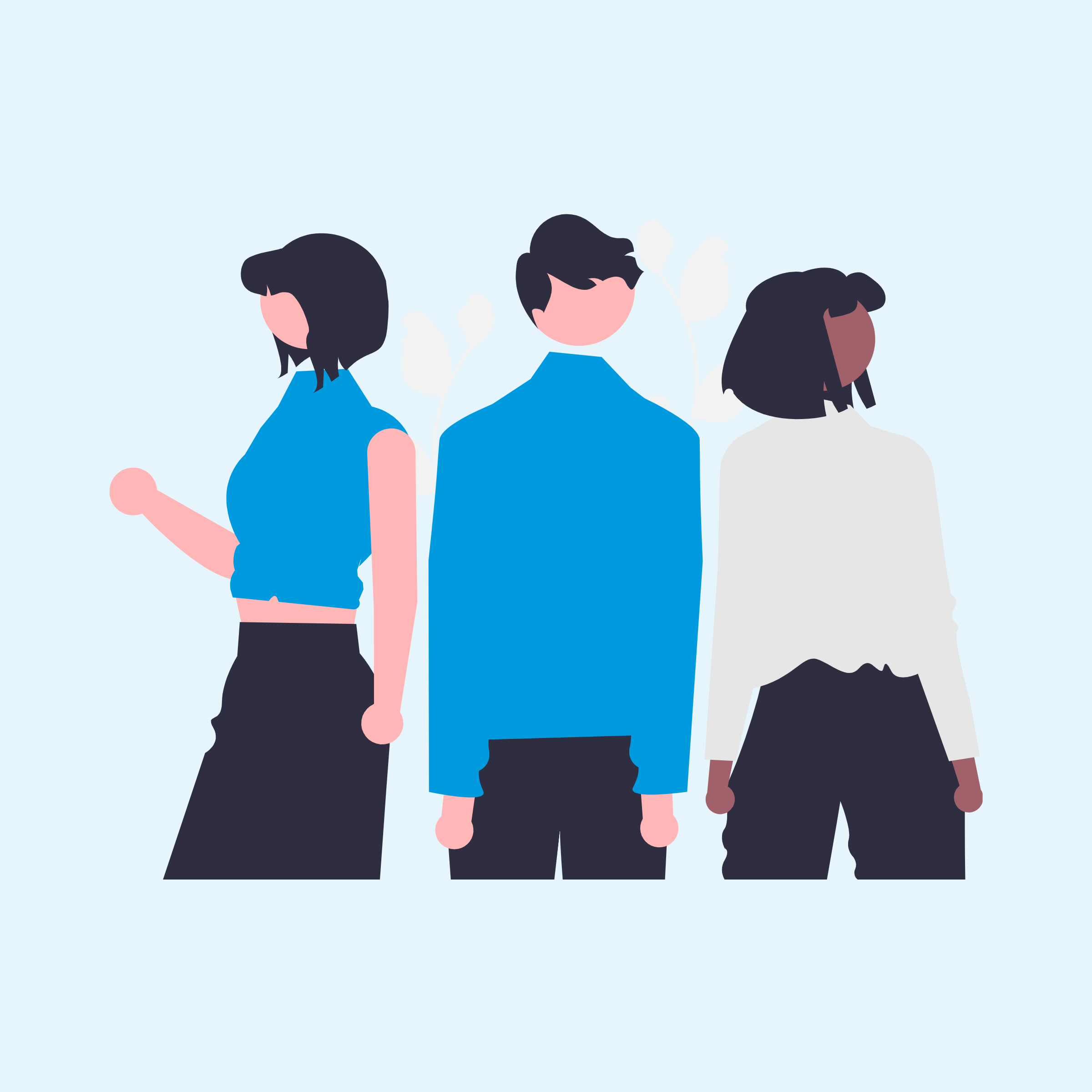 Graphic of 3 people standing together
