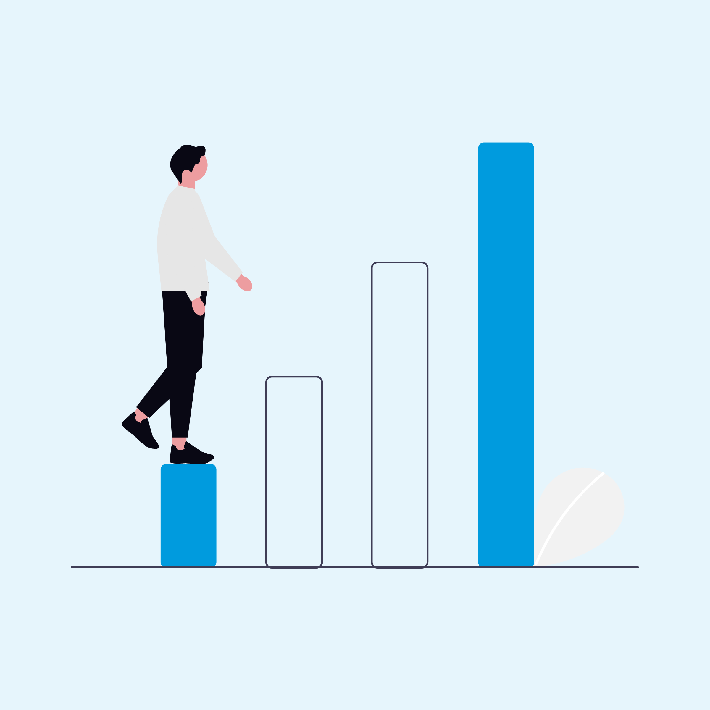 Man stepping up bars in chart