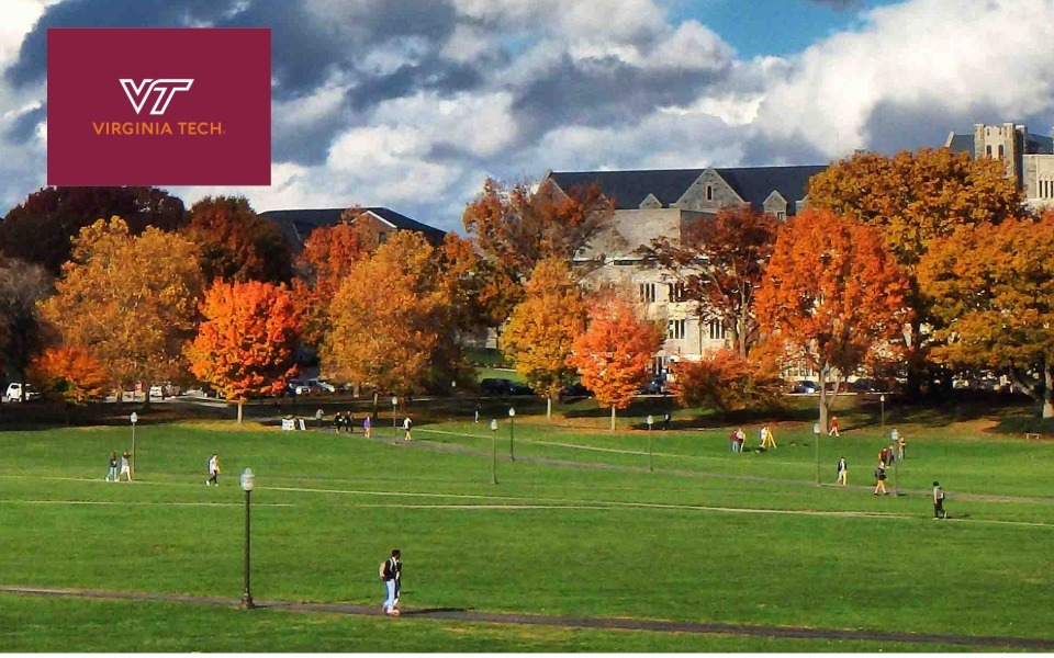 VA Tech campus with logo