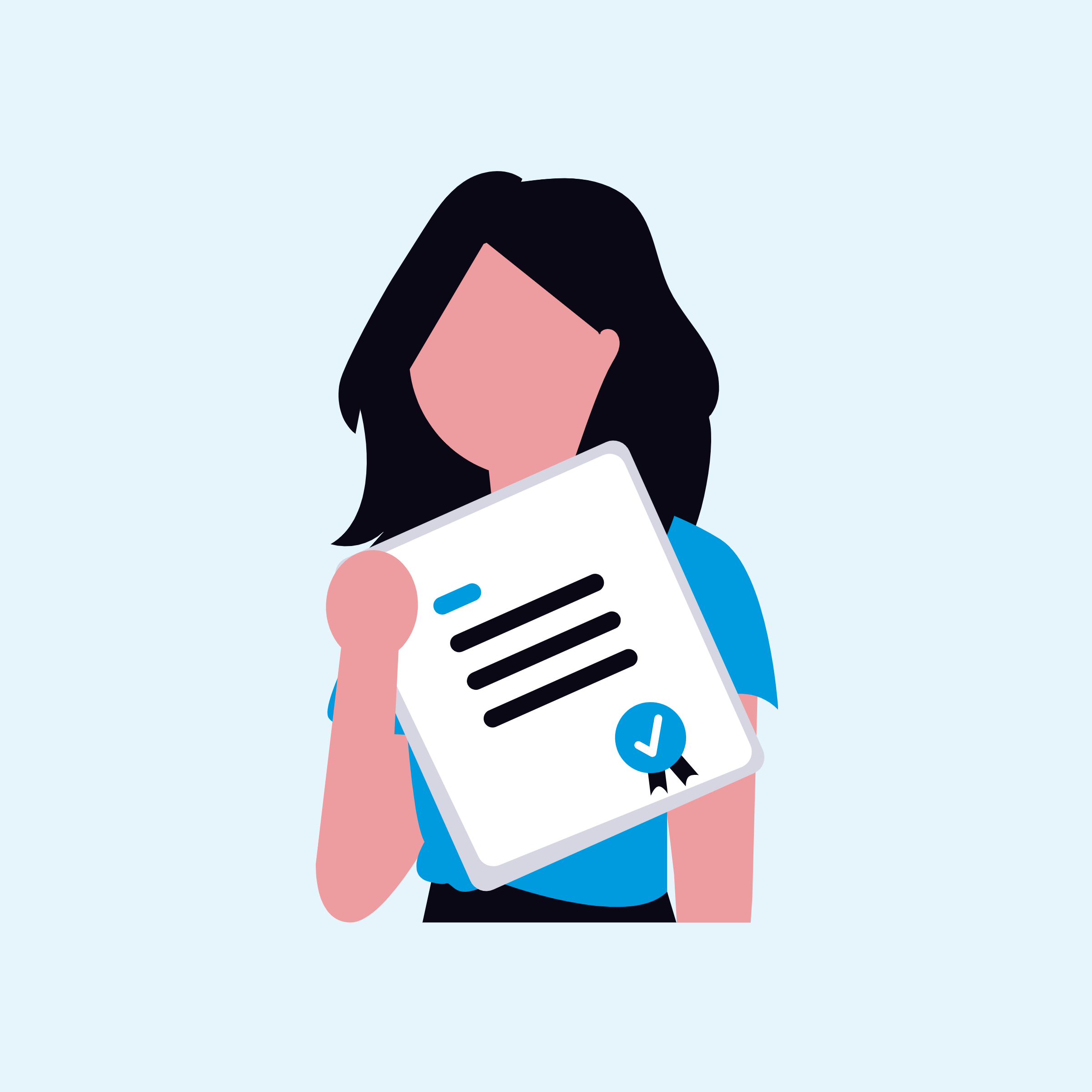 Graphic of a person holding a certificate